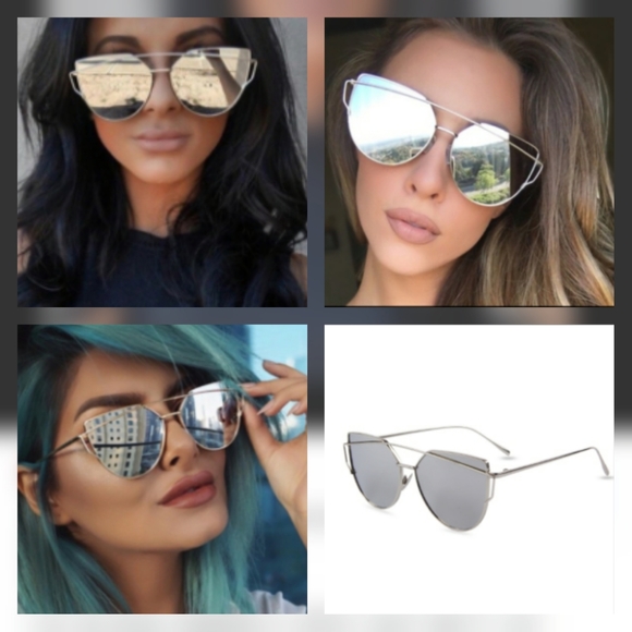 Accessories - Silver Mirrored Cat Eye Sunglasses